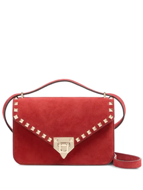 Valentino Garavani Rockstud small suede crossbody bag Red WB0T76KQQ