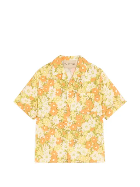 Valentino Garavani cotton bowling shirt with Papier Floral print Yellow VAA211BKT