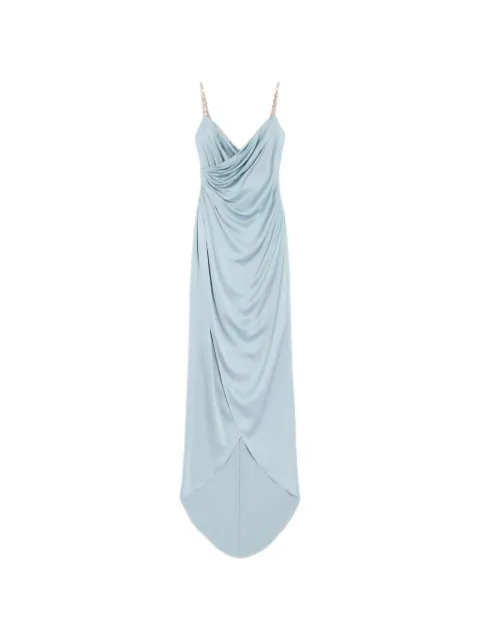 Valentino Garavani long dress in embroidered Cady satin Blue BVDNL09VQ
