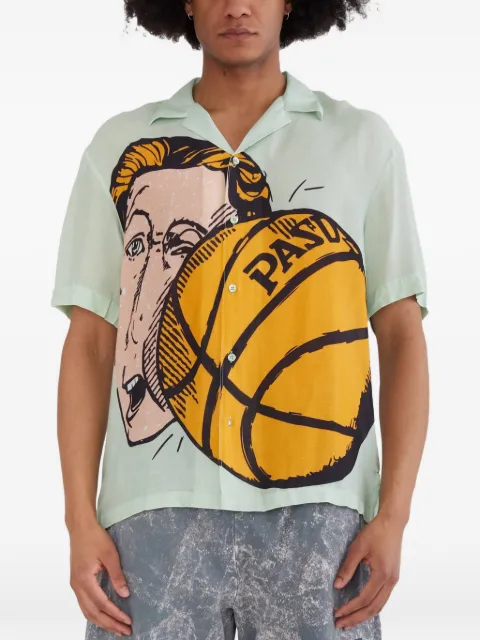 Pas de Mer graphic-print short-sleeve shirt Green PADPDMSS2404