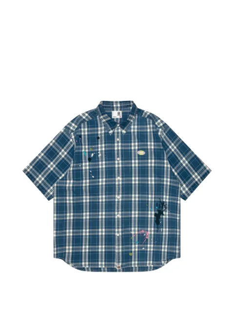 AAPE BY *A BATHING APE® Splatter plaid shirt Blue ASR8572XXQ