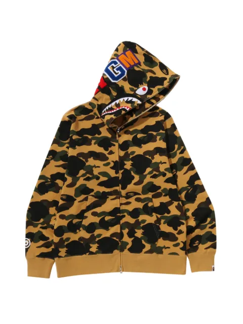 A BATHING APE® Shark camouflage-print zip-up hoodie Yellow 001ZPM301007M