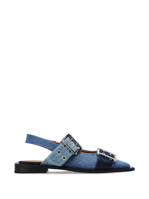 GANNI buckled denim ballet flats Blue B1020183