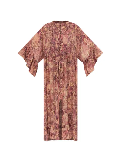 ISABEL MARANT graphic-print ruffled dress Pink RO1178FAD2J20I