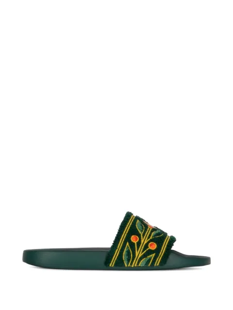 Casablanca Laurel Terry embroidered sandals Green ASS26FW03002M