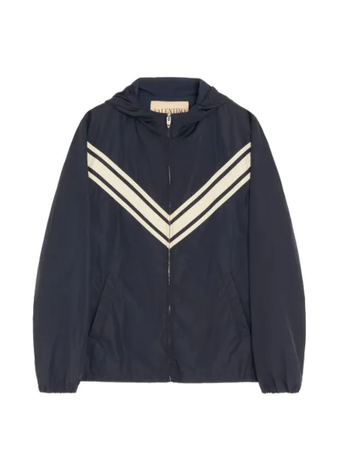Valentino Garavani lightweight nylon hooded windbreaker with inlaid V Blue VCI345713