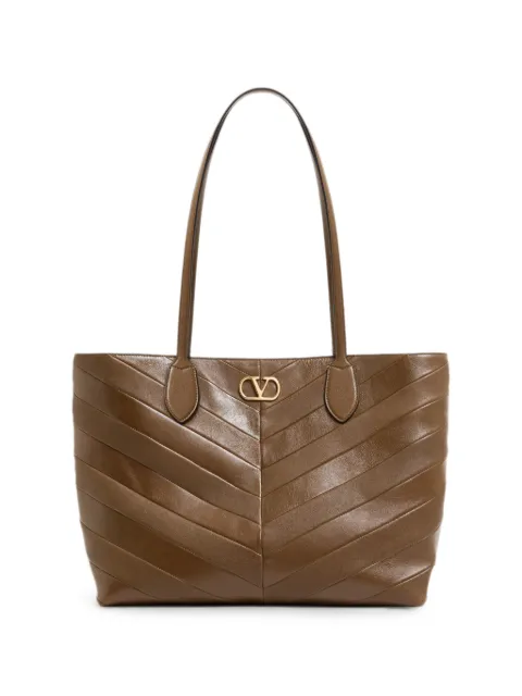 Valentino Garavani Jean medium shopping bag in nappa with chevron motif Brown WB0T79KID