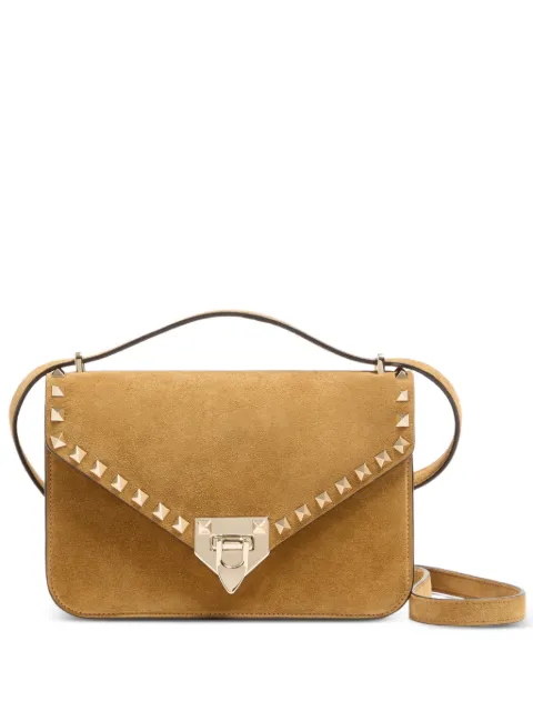 Valentino Garavani Rockstud small shoulder bag in suede Neutrals WB0T76KQQ