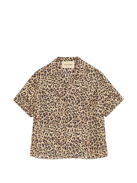Valentino Garavani habotai silk bowling shirt with Fauve Eclat Animalier print Neutrals VAA211BKS