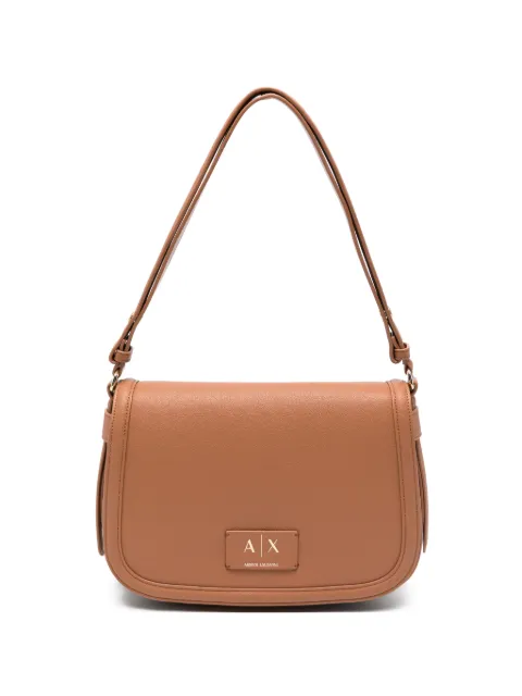 Armani Exchange logo-patch shoulder bag Brown XW002594AF22649