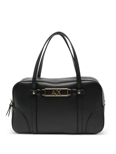 Armani Exchange logo-plaque leather tote bag Black XW002610AF15632