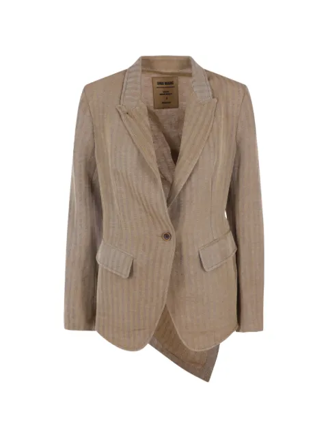 Uma Wang Kylie herringbone-pattern asymmetric blazer Brown UW6061UW200