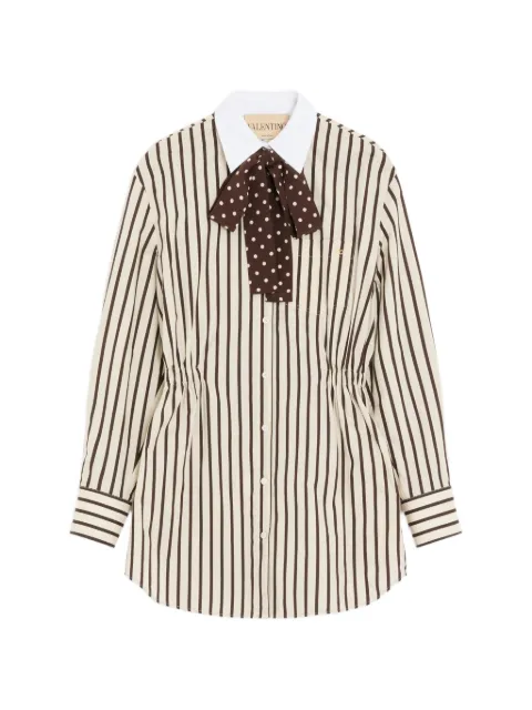 Valentino Garavani short dress in printed striped poplin Neutrals BVAKX6AC4
