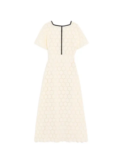 Valentino Garavani midi dress in Fleurs À Jours cotton Neutrals BVAKV6A9E