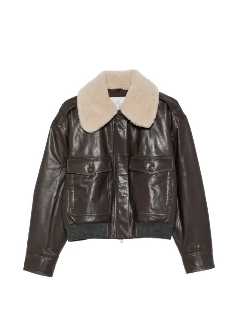 Brunello Cucinelli leather jacket Brown MPCTN7656C4192