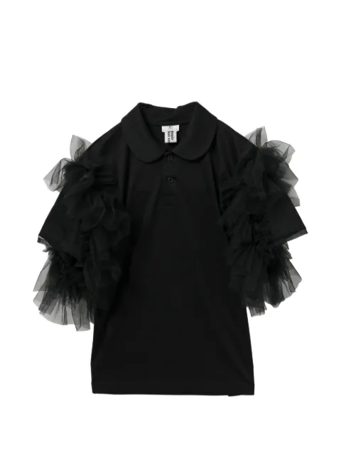 Noir Kei Ninomiya ruffled polo shirt Black 3QT016