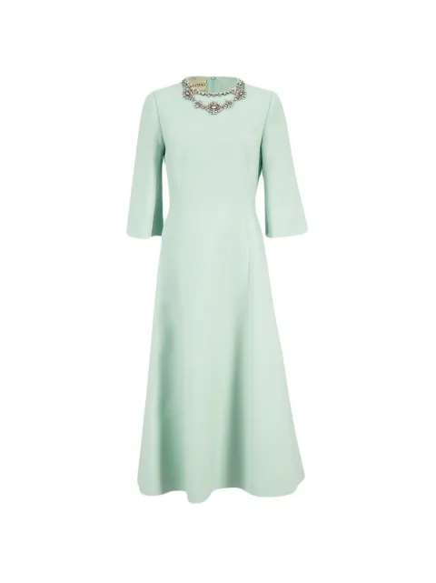 Valentino Garavani Crepe Couture embroidered midi dress Green BVAKM51CF
