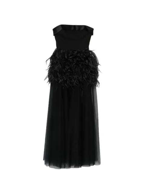 Viktor & Rolf feather-trim strapless maxi dress Black WD0770099426