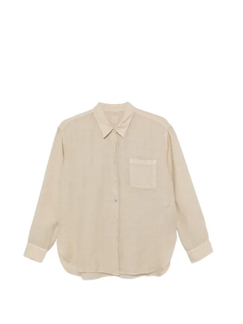 120% Lino Ali chest-pocket curved-hem shirt Neutrals 33ALIW19GE0000115