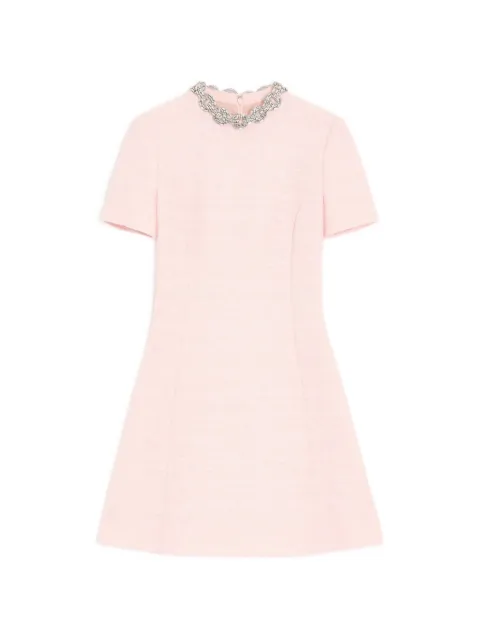 Valentino Garavani embroidered crinkle cotton tweed short dress Pink BVAKH1A99