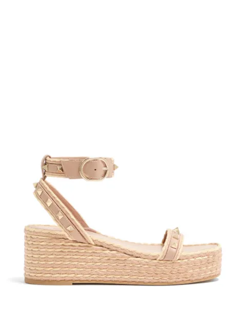 Valentino Garavani Rockstud flatform sandals in calfskin 45mm Neutrals WS0GI3HSJ