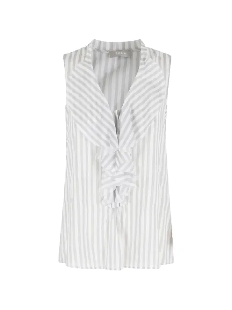 Kiltie stripe-pattern ruffled top White KL010F098