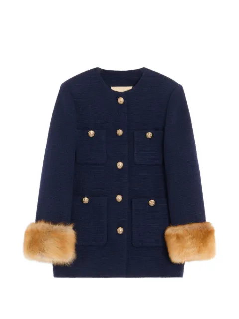 Valentino Garavani caban in plain wool tweed Blue BCJH3790Y
