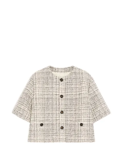 Valentino Garavani short-sleeve tweed jacket Neutrals BCE645A9P