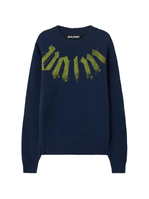 Palm Angels logo print sweater Blue PMHE08CS26KNI0014614