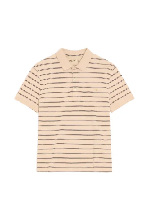 Valentino Garavani cotton piqué polo with VGold stripes Neutrals VMH01KBGV
