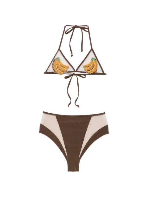 Mazzei bead-embellished halterneck bikini Brown 6JG332312