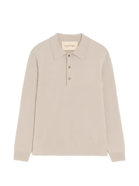 Valentino Garavani wool polo shirt with VLogo Neutrals VKP05CBLY