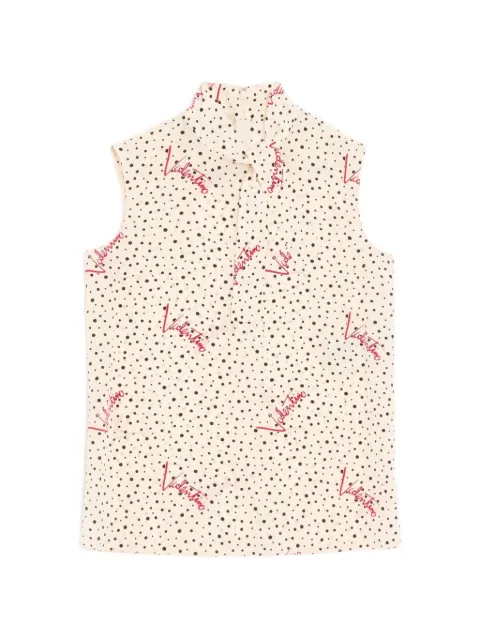 Valentino Garavani Plus De Pois crepe de chine bubble top Neutrals BAEC10A9N