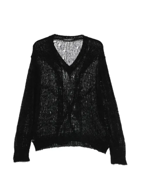 OUR LEGACY Slow V-neck open-knit sweater Black M2263SBR