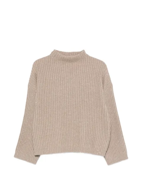 Brunello Cucinelli sequin-embellished ribbed-knit sweater Neutrals MBM753504C506
