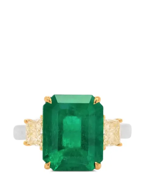 HYT Jewelry emerald and diamond ring Silver R1030HR