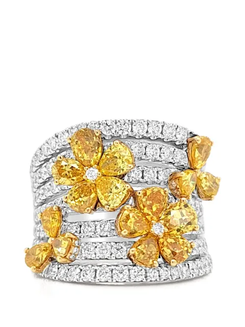 HYT Jewelry floral-detail diamond ring Silver R1224HR