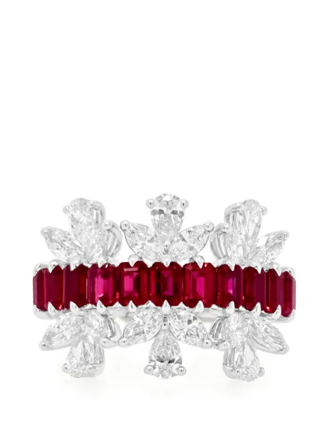 HYT Jewelry floral-design ruby and diamond ring Silver R1318HR