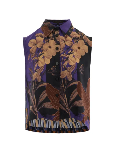 Biyan Saluna floral-print sleeveless shirt Purple BBSS26007