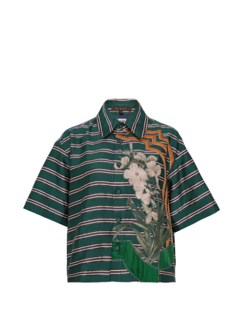 Biyan floral-print striped shirt Green BBSS26020