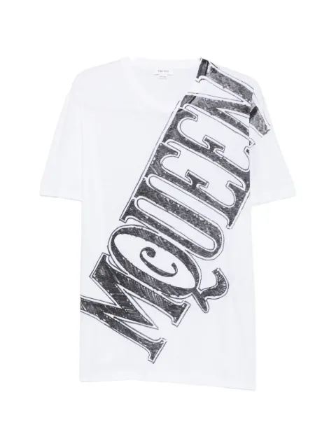 Alexander McQueen logo-print T-shirt White 873658QTAEW