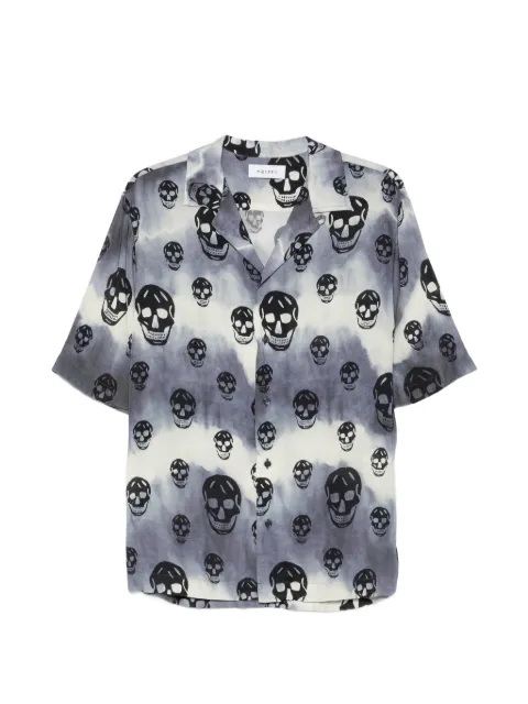 Alexander McQueen Skull-print tie-dye shirt Blue 873336QRADM