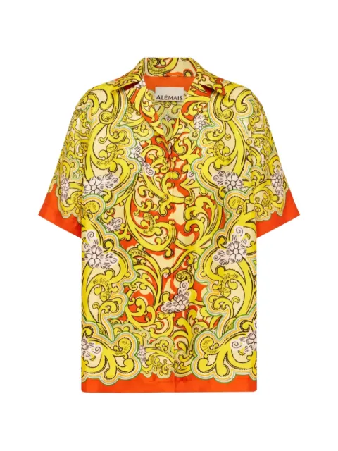 ALEMAIS Sierra baroque-print silk shirt Yellow 4246T