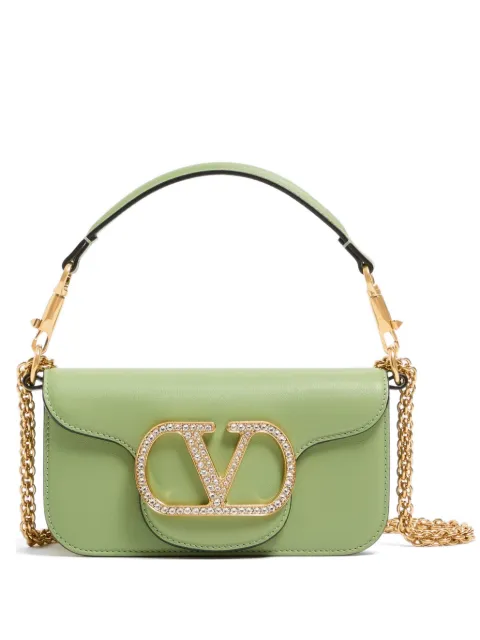 Valentino Garavani Locò small shoulder bag with jewel logo Green WB0K53PYE