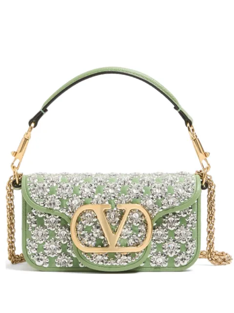 Valentino Garavani Locò small embroidered shoulder bag Green WB0K53MBC