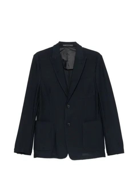 Giorgio Armani honeycomb-knit notch-lapel blazer Blue 9CGGG0AXJ0008UBUV