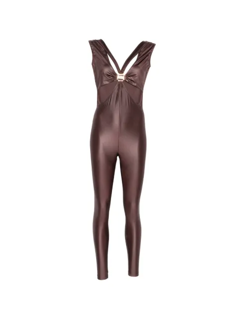 Mazzei cut-out logo-plaque jumpsuit Brown 6LT78