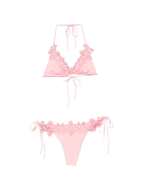 Mazzei embroidered-trim bikini Pink CM30CM57