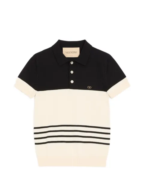 Valentino Garavani wool polo shirt with VLogo Neutrals VKP04XBLC