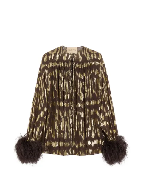 Valentino Garavani shirt in Gattocivetta Fauve Éclat lurex jacquard Brown BAB8M0AEA